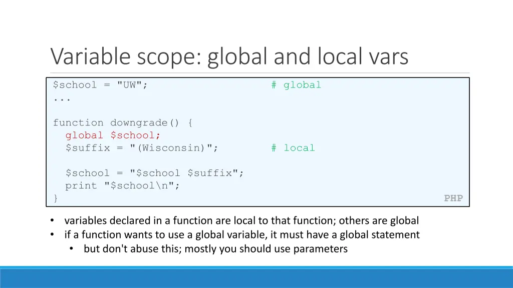 variable scope global and local vars