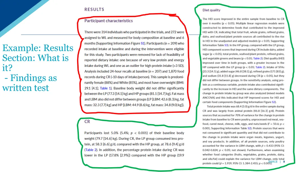 example results section what is it findings