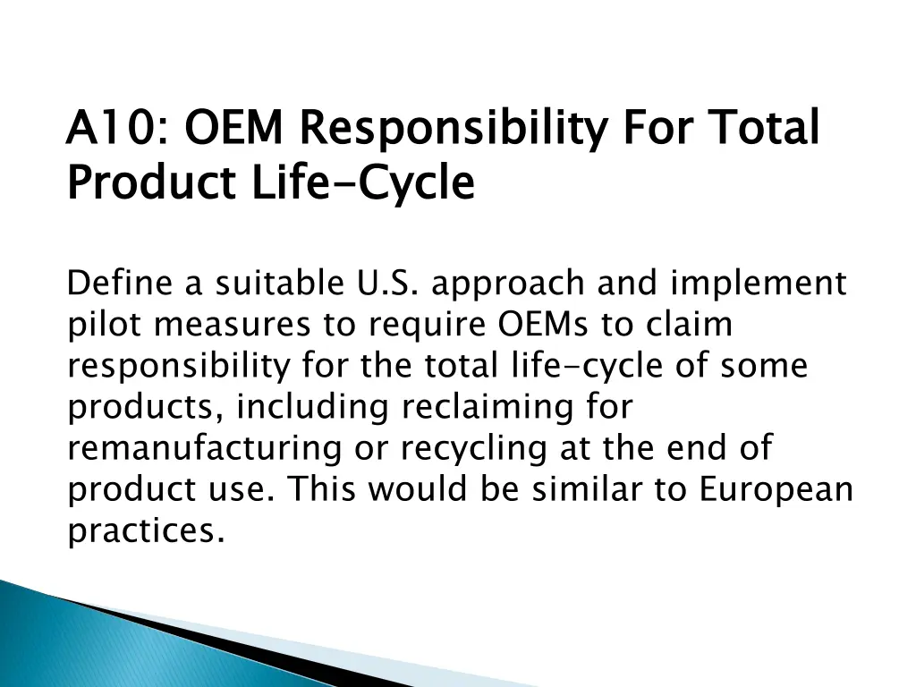 a10 oem responsibility for total product life