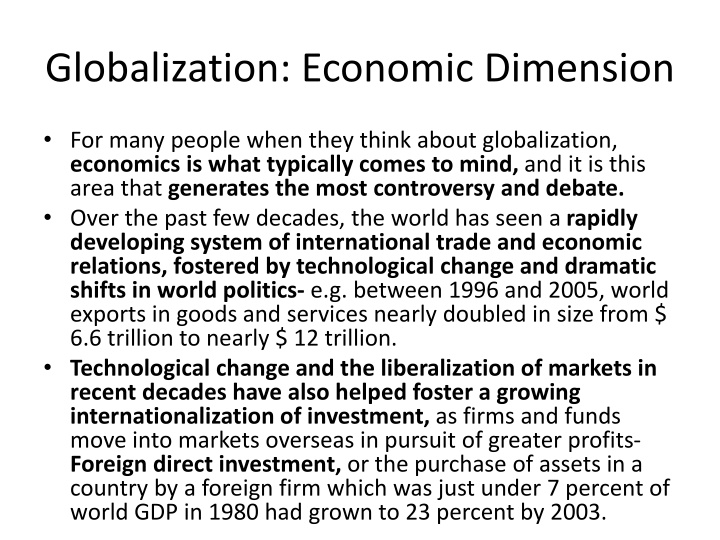 globalization economic dimension