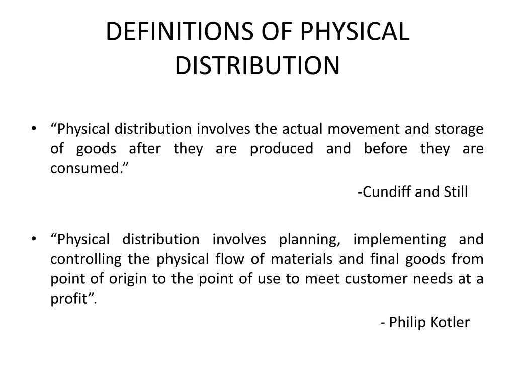 definitions of physical distribution