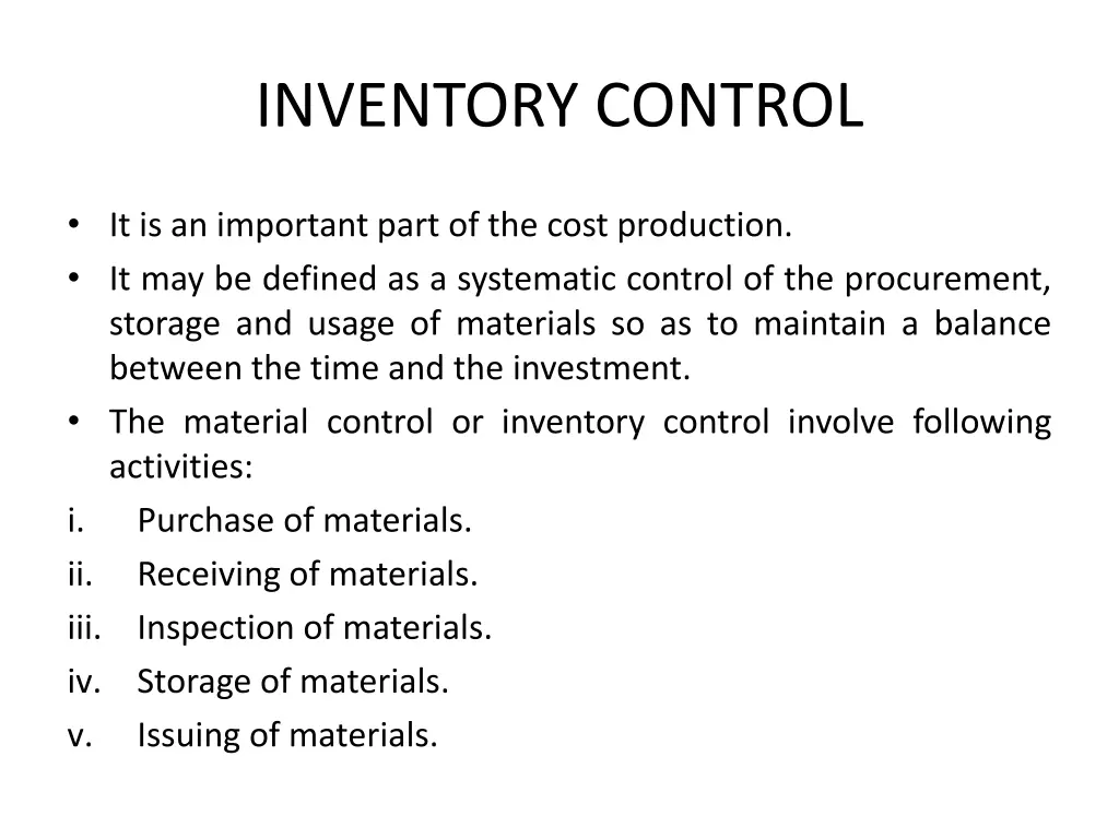 inventory control