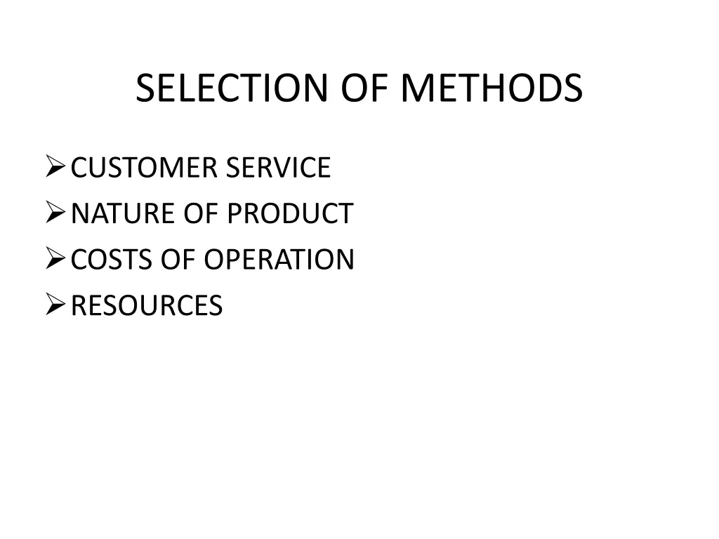 selection of methods