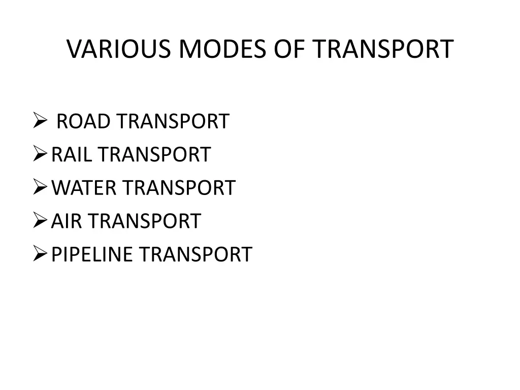 various modes of transport