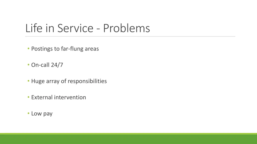 life in service problems