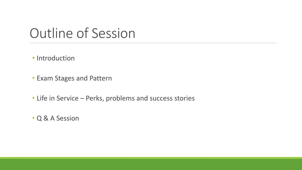 outline of session