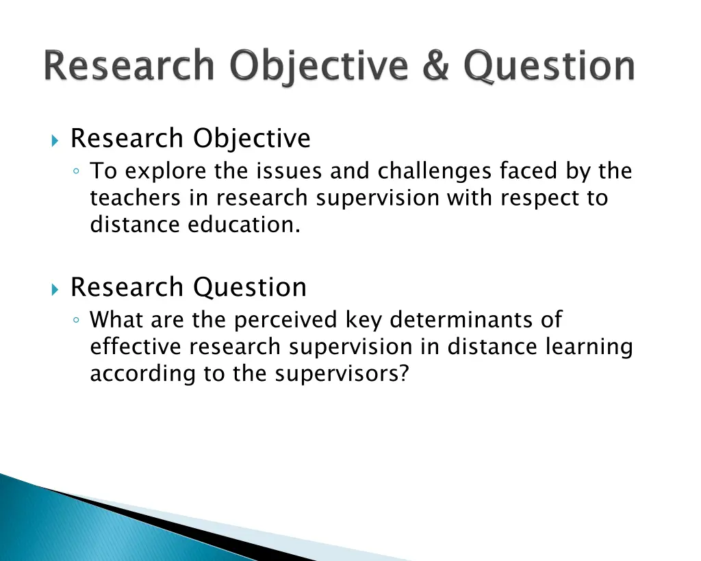 research objective to explore the issues