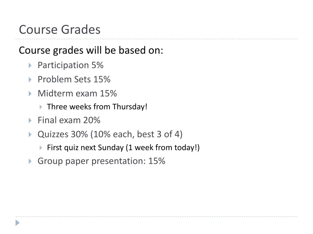 course grades