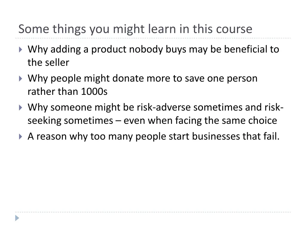 some things you might learn in this course