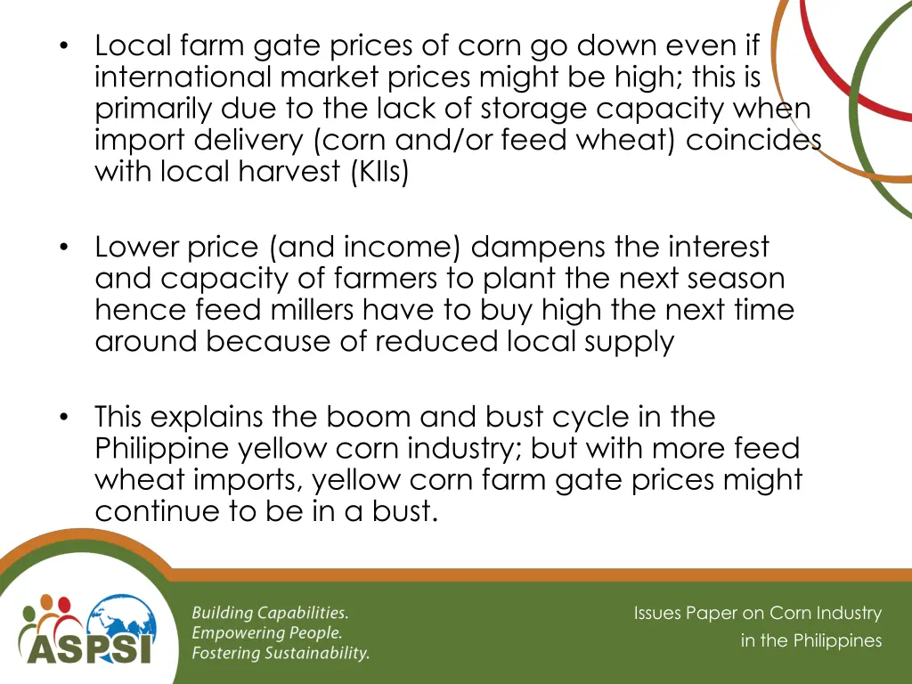 local farm gate prices of corn go down even