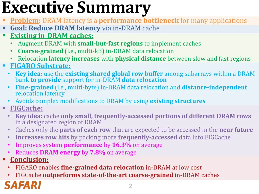 executive summary problem dram latency