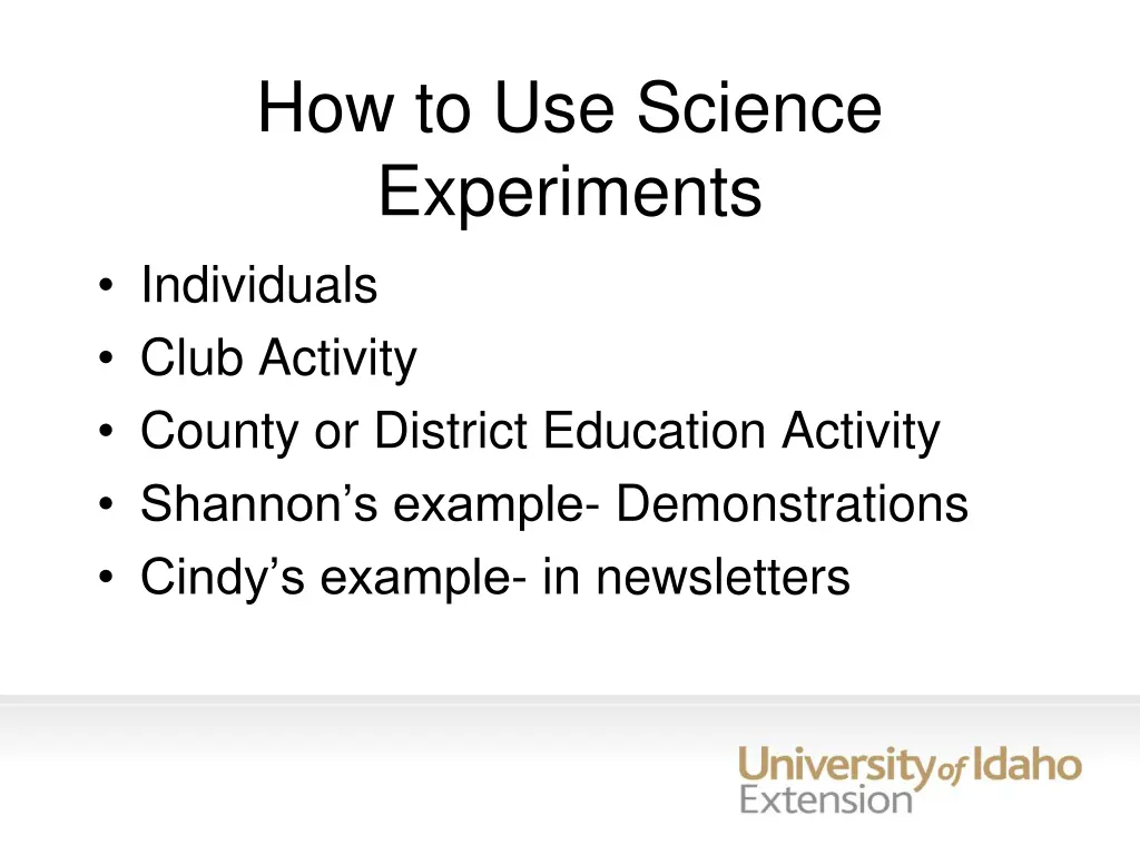 how to use science experiments individuals club