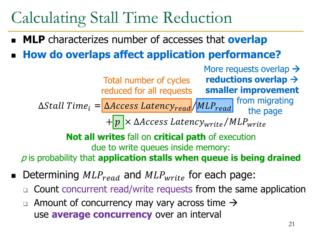 calculating stall time reduction