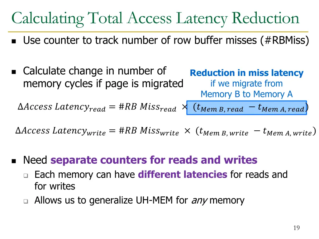calculating total access latency reduction