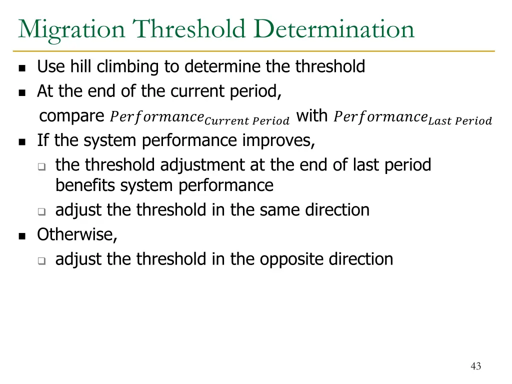 migration threshold determination