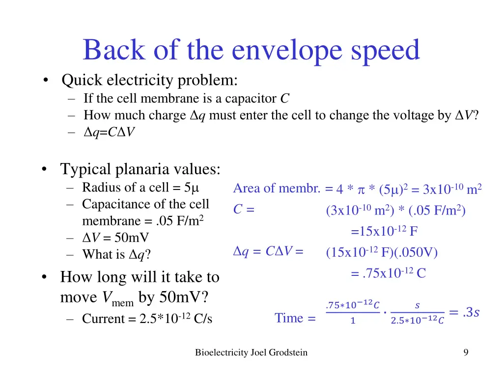 back of the envelope speed quick electricity