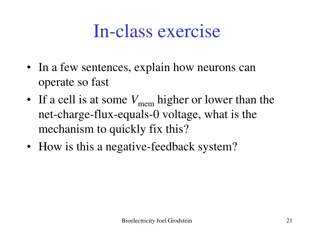 in class exercise