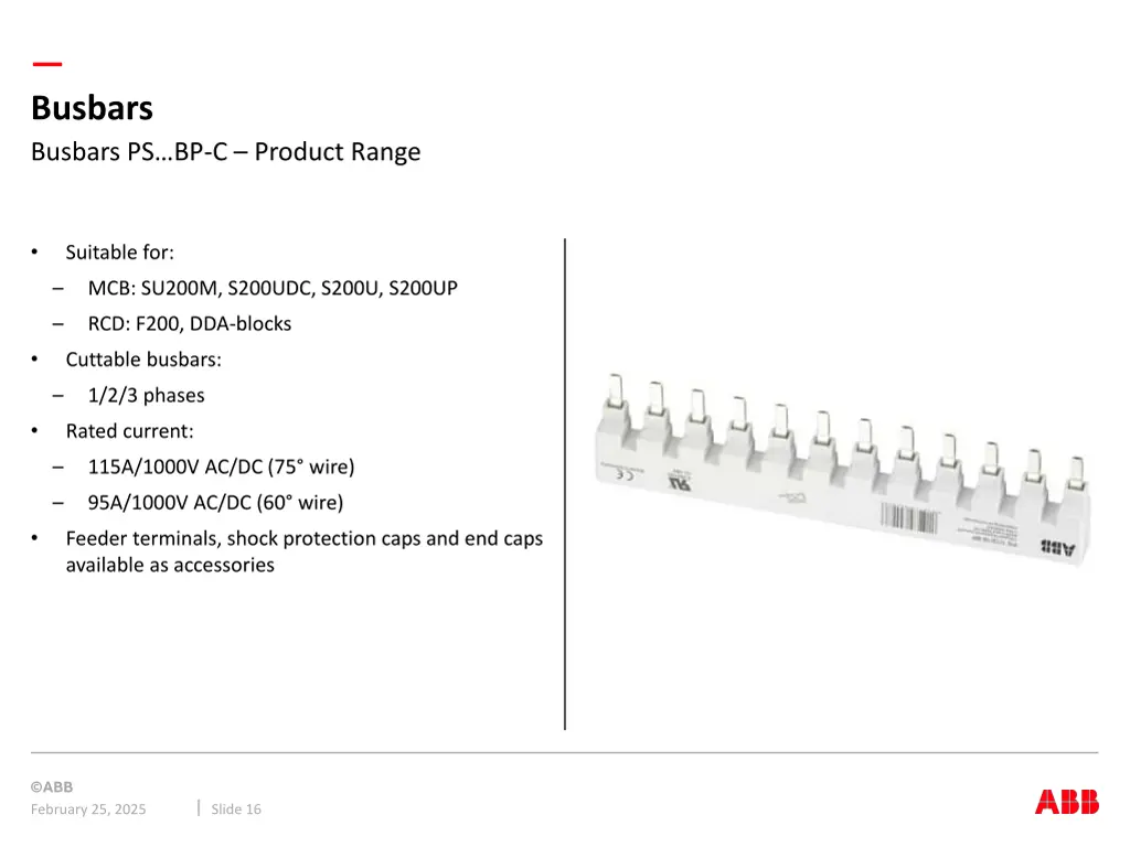 busbars busbars ps bp c product range