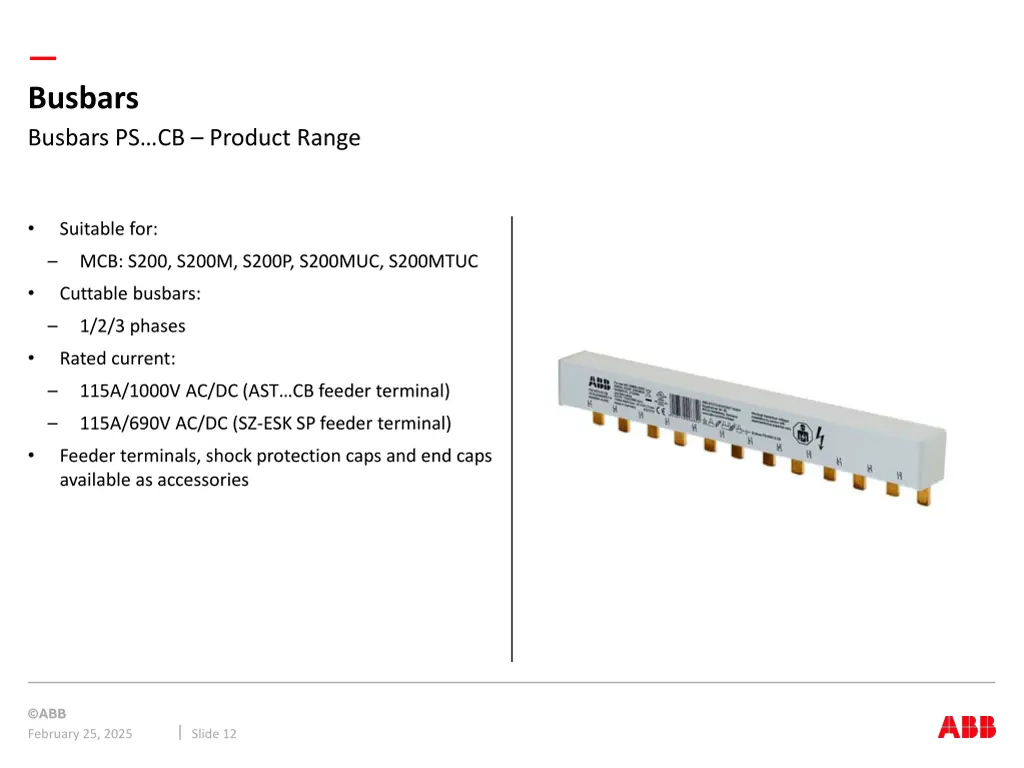 busbars busbars ps cb product range
