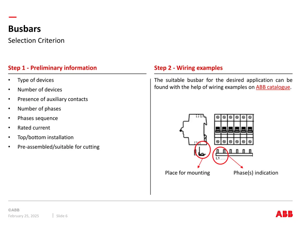busbars selection criterion