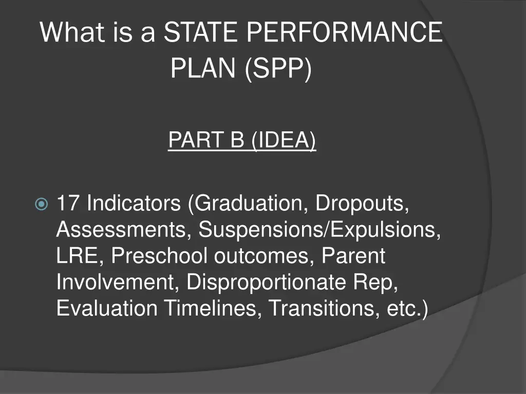 what is a state performance plan spp