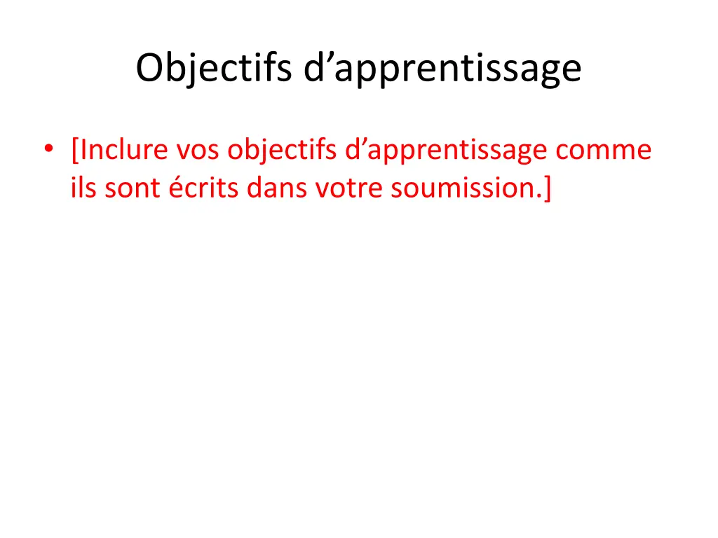 objectifs d apprentissage