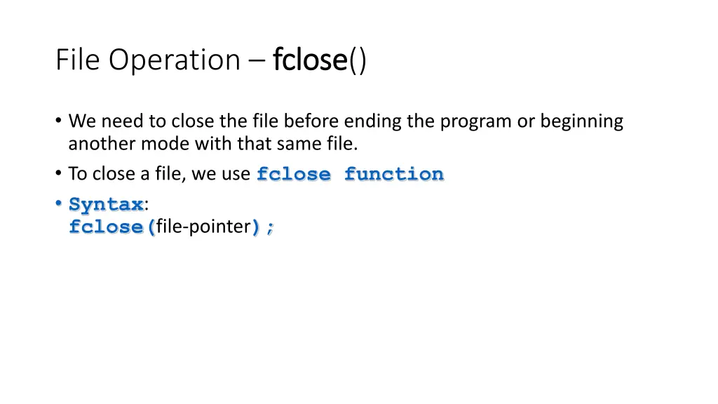 file operation fclose