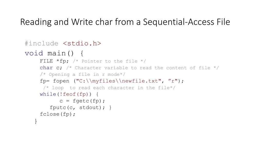 reading and write char from a sequential access