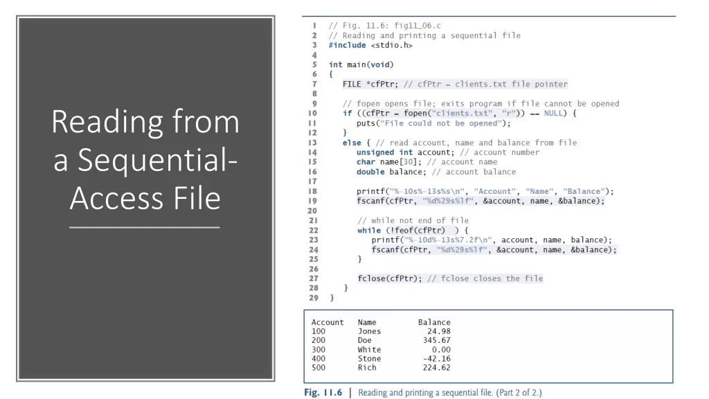 reading from a sequential access file