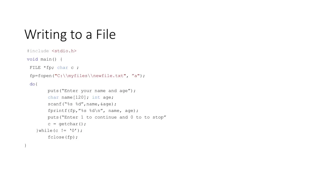 writing to a file