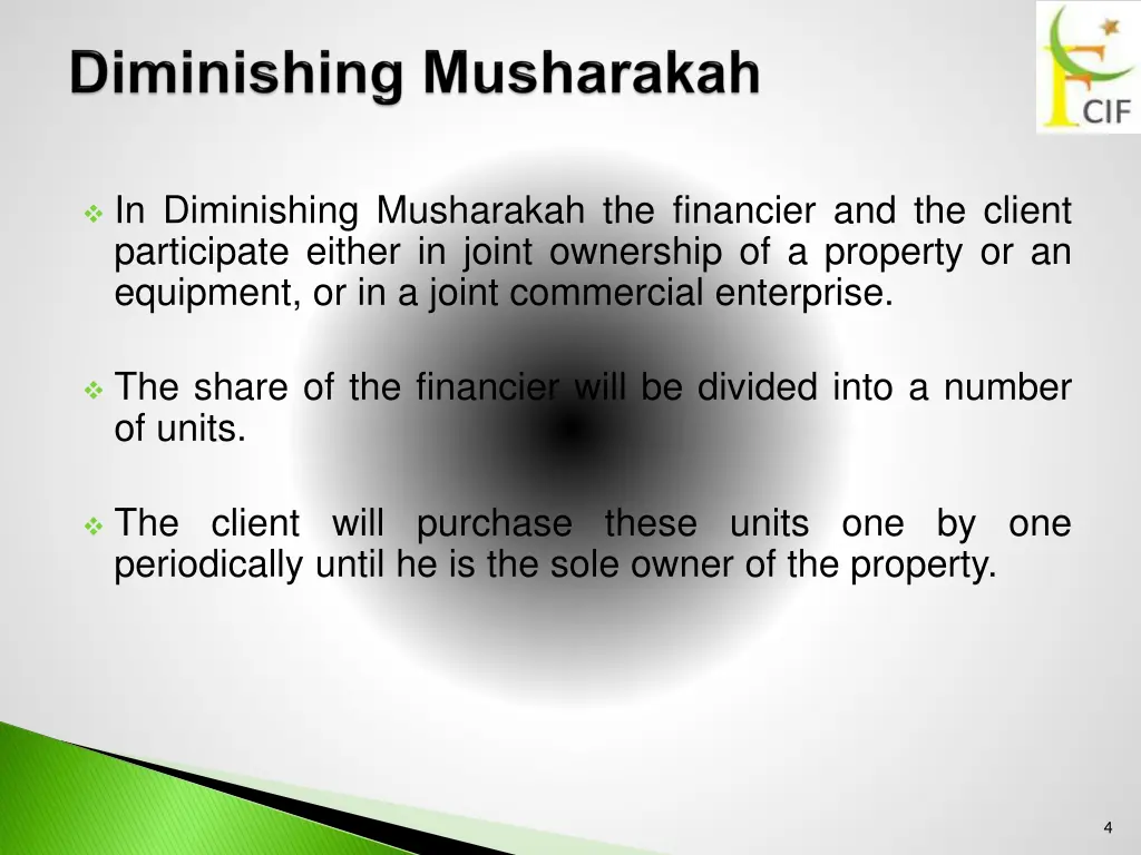 in diminishing musharakah the financier