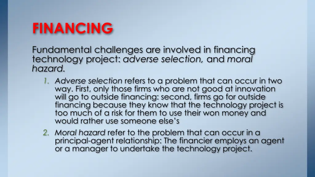financing