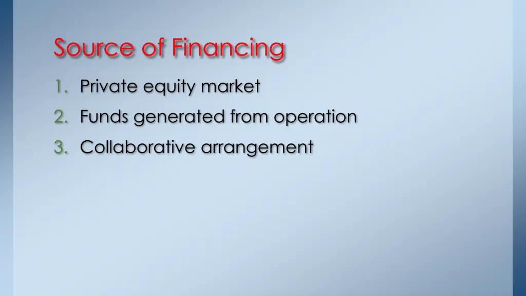 source of financing