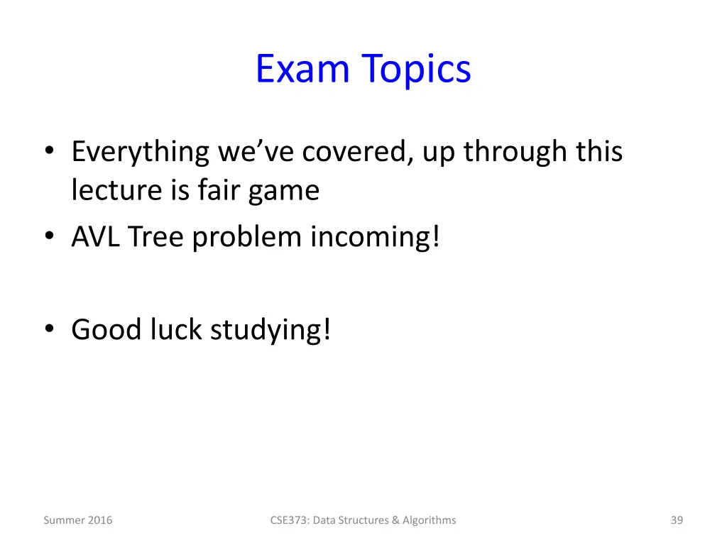 exam topics