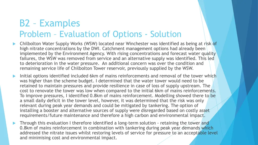 b2 examples problem evaluation of options solution 2