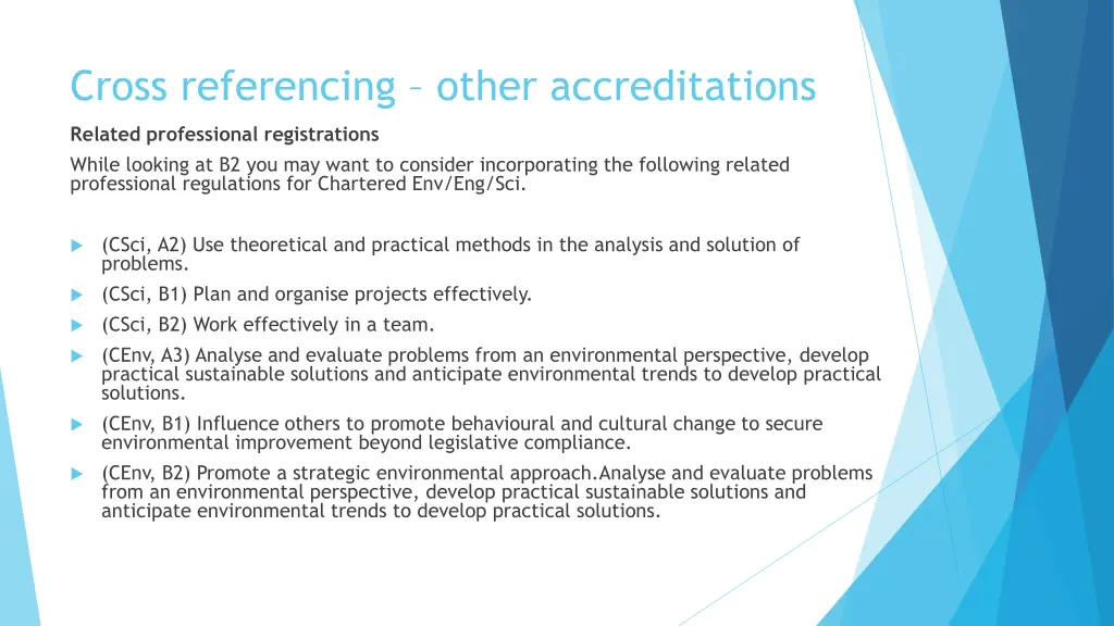 cross referencing other accreditations