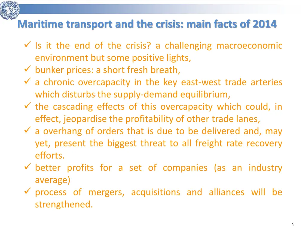 maritime transport and the crisis main facts