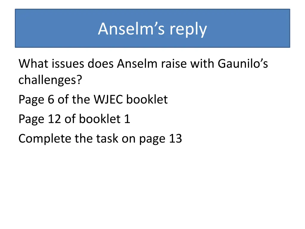 anselm s reply