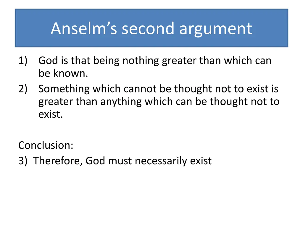 anselm s second argument