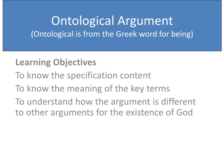 ontological argument ontological is from