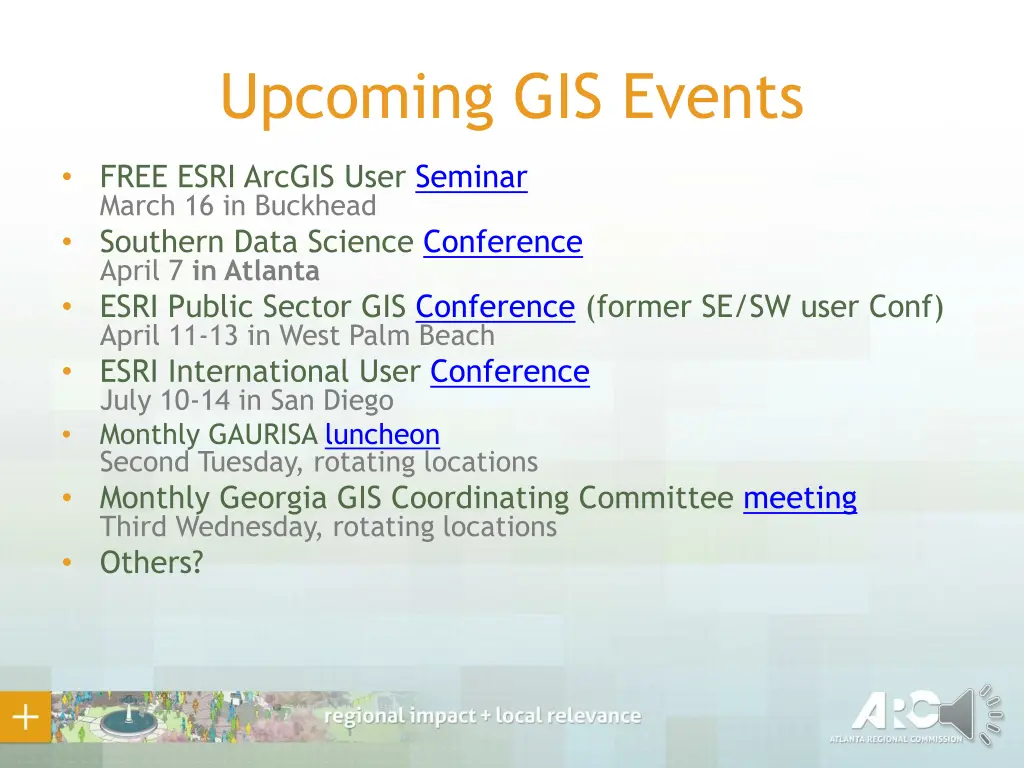 upcoming gis events
