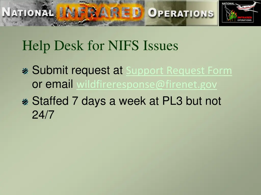 help desk for nifs issues