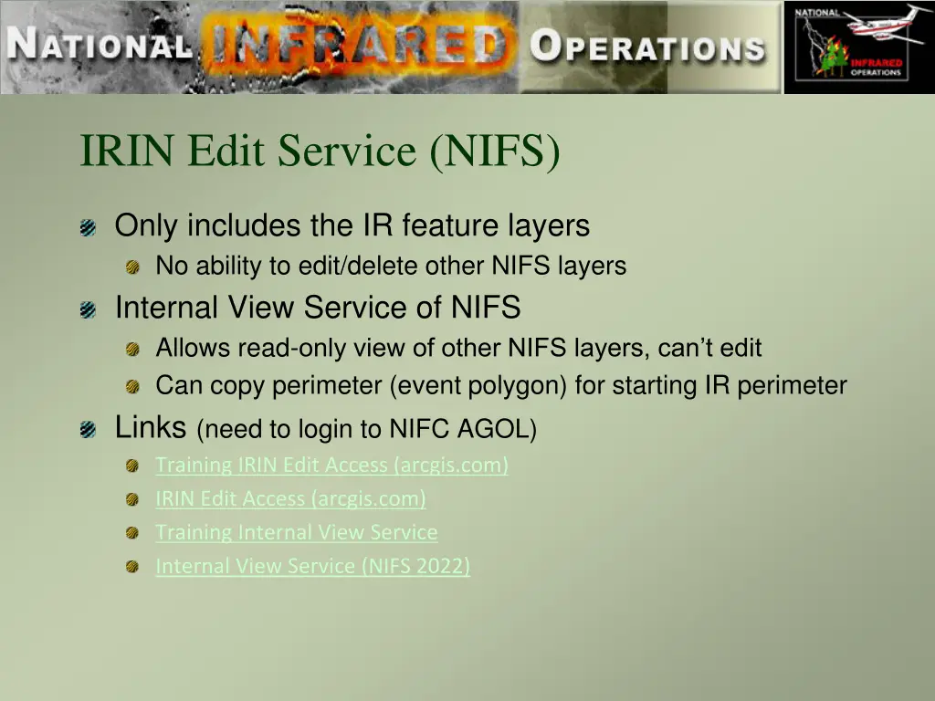 irin edit service nifs