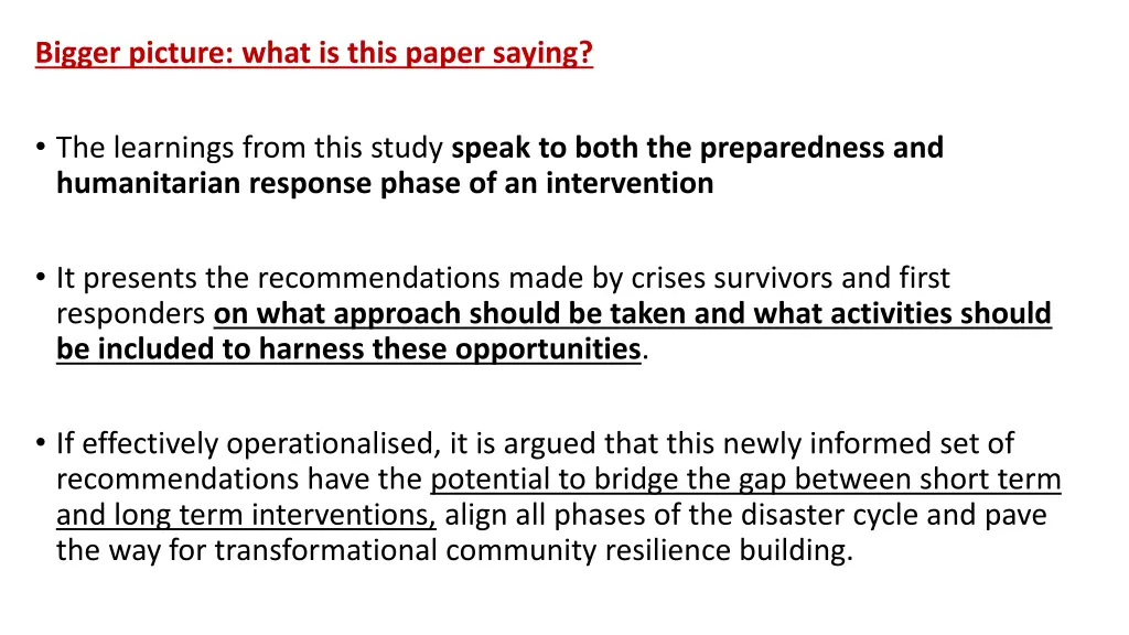 bigger picture what is this paper saying