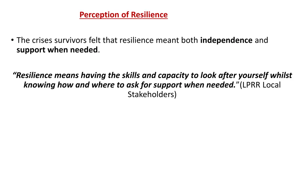 perception of resilience