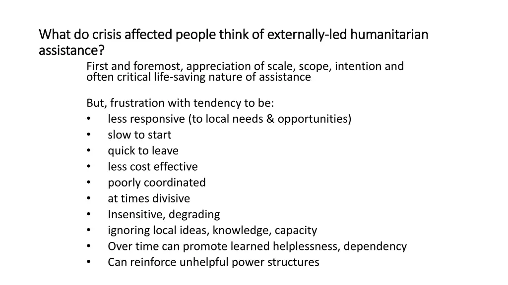 what do crisis affected people think