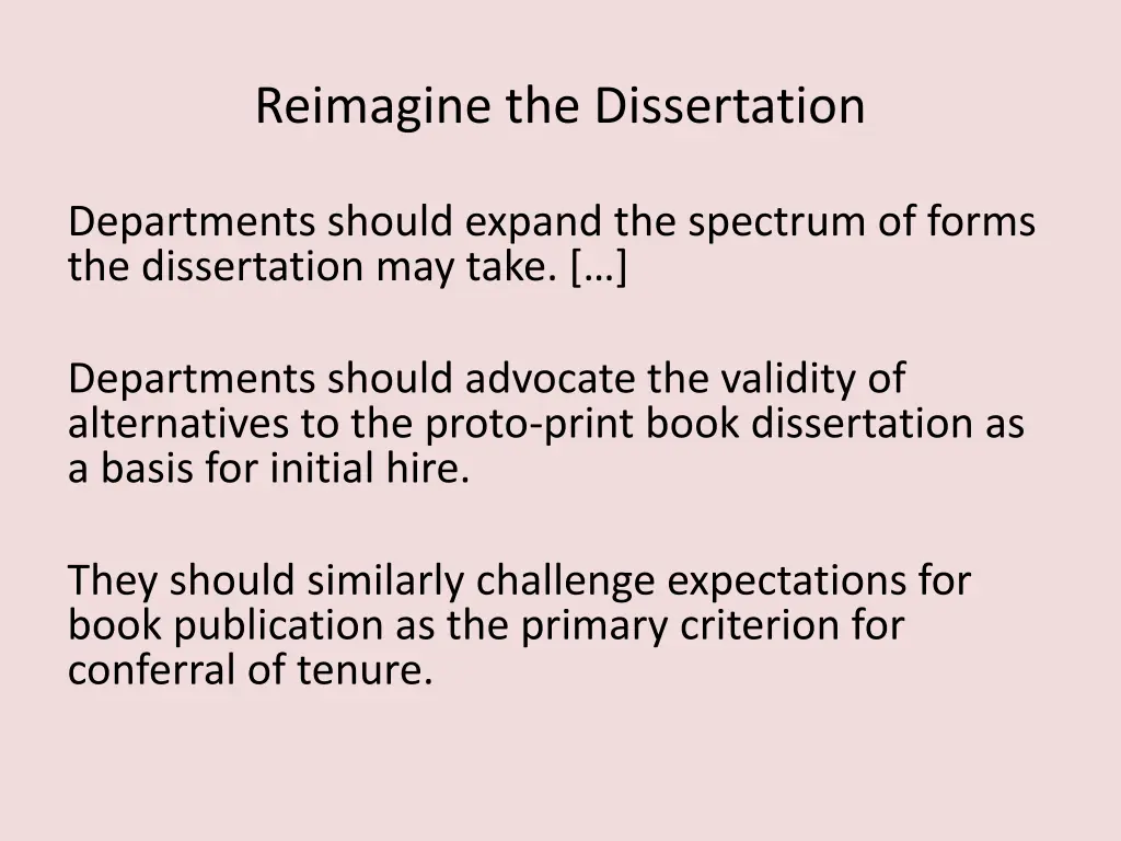 reimagine the dissertation