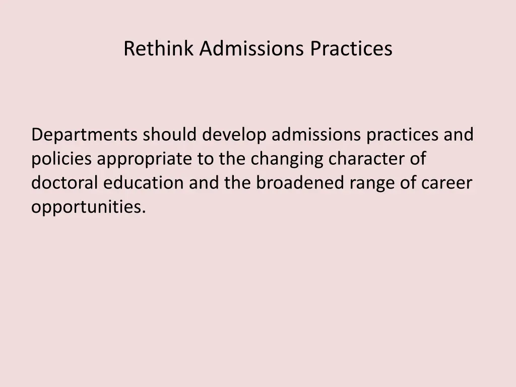 rethink admissions practices