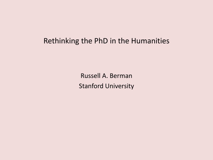 rethinking the phd in the humanities