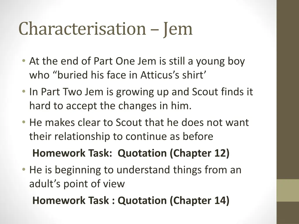 characterisation jem